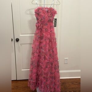 NEW JOVANI floral strapless maxi gown in pink- rare color